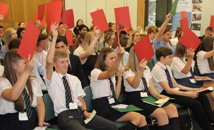 Students vote against dropping Religious Education as a subject in English schools at debates held at the Palace of Westminster (Photograph by Ella Perkins).